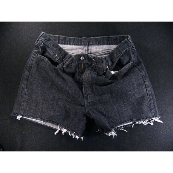 LEVIS 514 Womens Black CUTOFF JEANS SHORTS 38 x 32 HIGH WAISTED - Picture 1 of 10